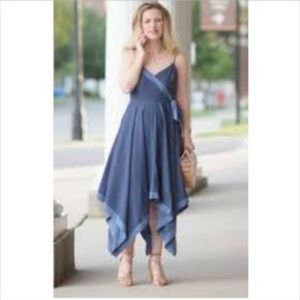 Banana Republic Blue Print Dress Handkerchief Hem